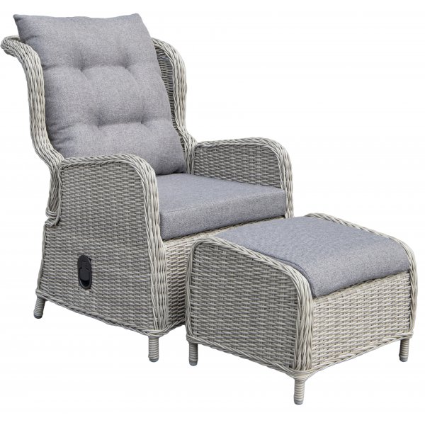 Ulkokalusteryhmä Santiago (2 taitettavaa nojatuolia, 1 pöytä) - Harmaa keinorottinki Ulkokalusteryhmä Santiago (2 taitettavaa nojatuolia, 1 pöytä) - Harmaa keinorottinki