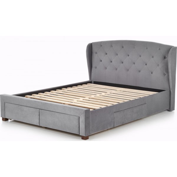 Binta sängynrunko - Harmaa (sametti) + Huonekalujen jalat Binta sängynrunko - Harmaa (sametti) + Huonekalujen jalat