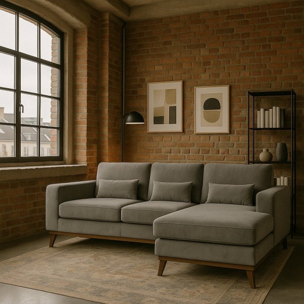 Harmaa samettisohva - Copenhagen + Huonekalujen tahranpoistoaine Harmaa samettisohva - Copenhagen + Huonekalujen tahranpoistoaine