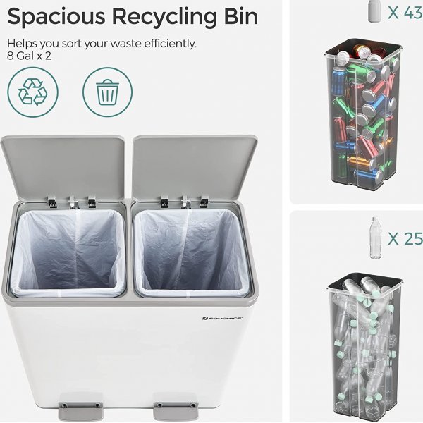 Daloa roskakori 60 l - Valkoinen