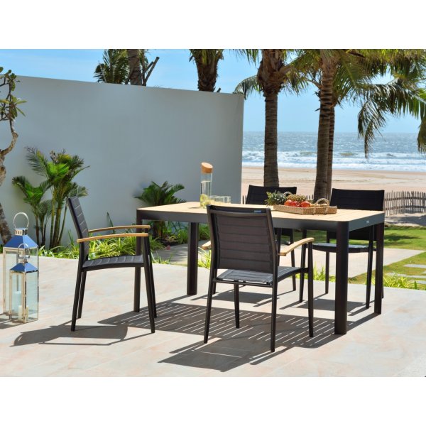 Portaalit ruokailuryhmä 5 - Musta/tiikki Portaalit ruokailuryhmä 5 - Musta/tiikki