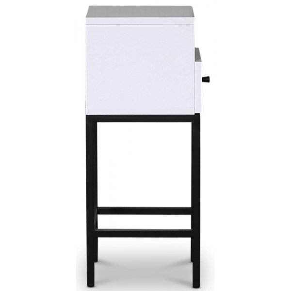 Style-yöpöytä laatikolla valkoinen / musta Style-yöpöytä laatikolla valkoinen / musta