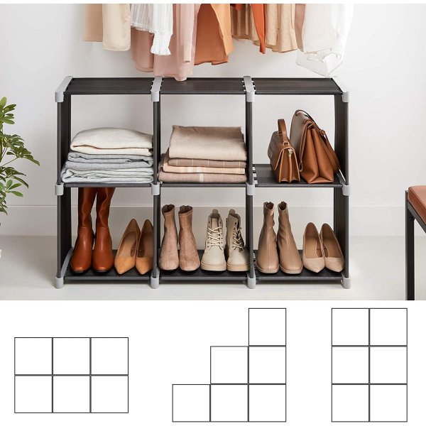 Kasper-hylly 6 lokeroa - Musta/harmaa Kasper-hylly 6 lokeroa - Musta/harmaa