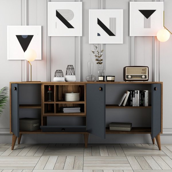 Nappan senkki - antrasiitti/pähkinä Nappan senkki - antrasiitti/pähkinä