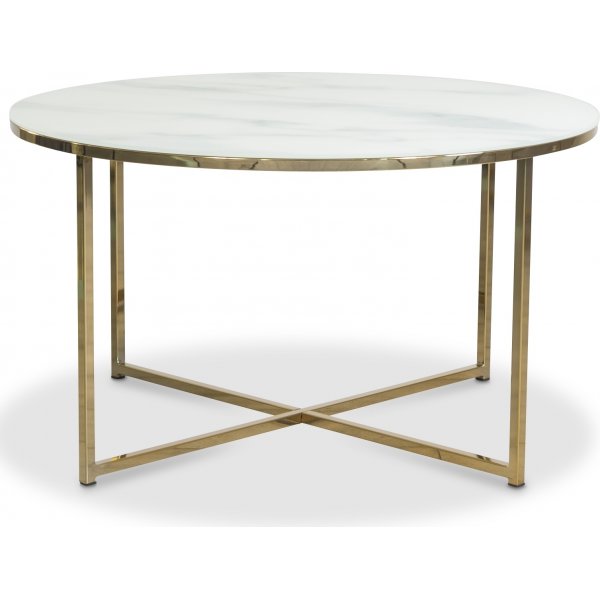 Palasso- sohvapyt 80cm halkaisijalla - Messinki / Vaalea marmori