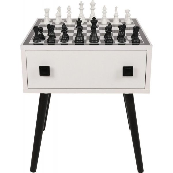 Shakkishakkipöytä 50 x 50 cm - Valkoinen/musta Shakkishakkipöytä 50 x 50 cm - Valkoinen/musta