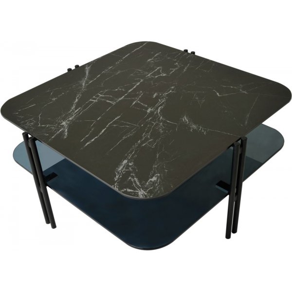 Hayes sohvapöytä 80 x 80 cm - Musta keramiikka/lasi Hayes sohvapöytä 80 x 80 cm - Musta keramiikka/lasi