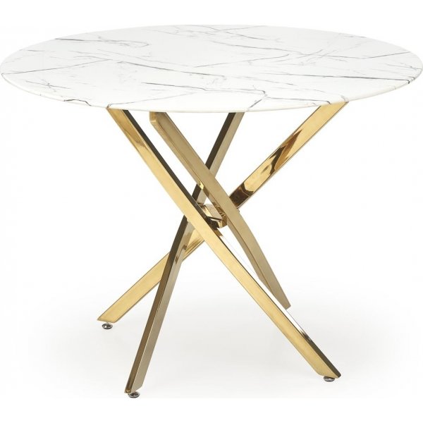 Raymond ruokapöytä Ø100 cm - Valkoinen marmori/kulta Raymond ruokapöytä Ø100 cm - Valkoinen marmori/kulta