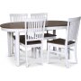 Skagen elintarvikeryhm; ruokapyt 160/210x90 cm - Valkoinen/ruskea ljytty tammi ja 4 Skagen tuolia ruskea/valkoinen