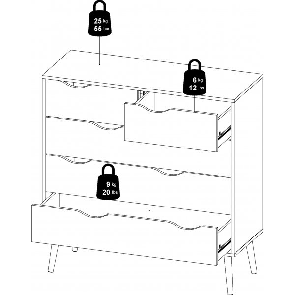 Oslon lipasto 5 laatikolla - Valkoinen/tammi Oslon lipasto 5 laatikolla - Valkoinen/tammi