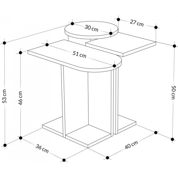 Mund-pyt 51 x 13 cm - Vaalea mokka/tammi/valkoinen