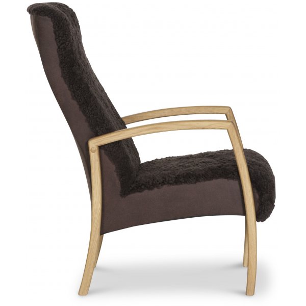 Sune nojatuoli lampaannahkaa - Ruskea / �ljytty tammi