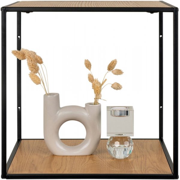 Valkoinen sein�hylly - Musta/tammi j�ljitelm� - 36x36x36