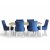 Dalsland-ruokailuryhm: Ruokapyt valkoinen / tammi ja 6 Tuva-tuolia sinist samettia