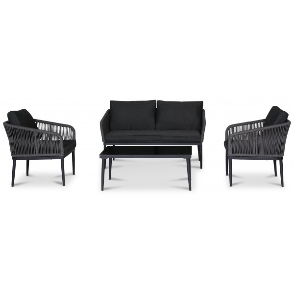 Molde-loungeryhm pydll - Musta/harmaa kysi + Huonekalujen jalat