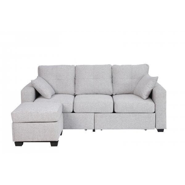 Davis-vuodesohva - Vaaleanharmaa kangas | Silytystilaa