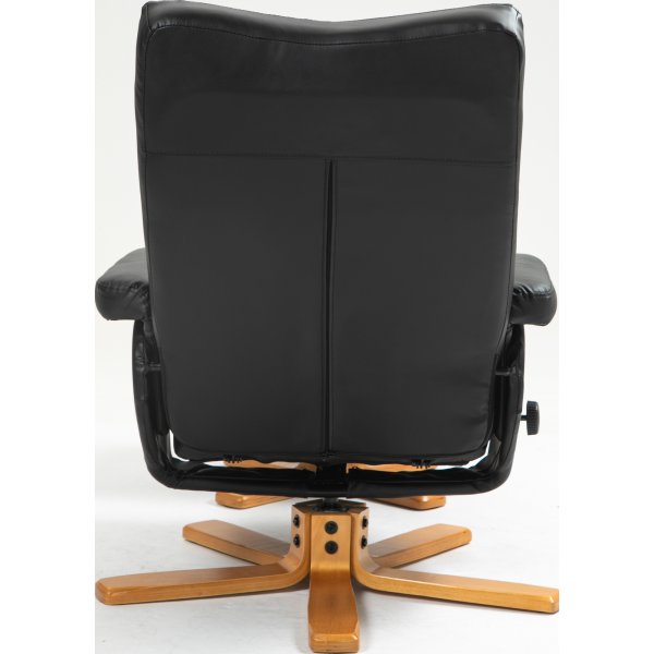 Duva lepotuoli rahiolla mustaa PU:ta ja ruskeat jalat Duva lepotuoli rahiolla mustaa PU:ta ja ruskeat jalat