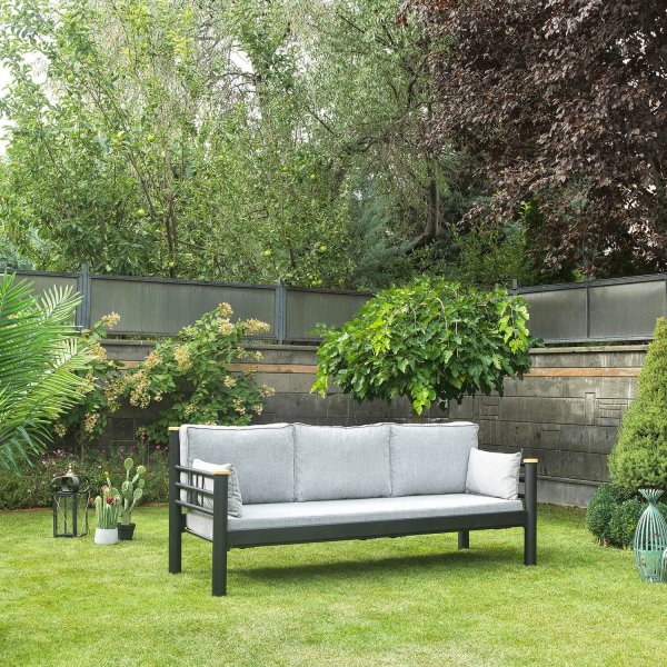 Kappis 3-istuttava ulkosohva - Musta/fume + Huonekalujen tekstiilien hoito