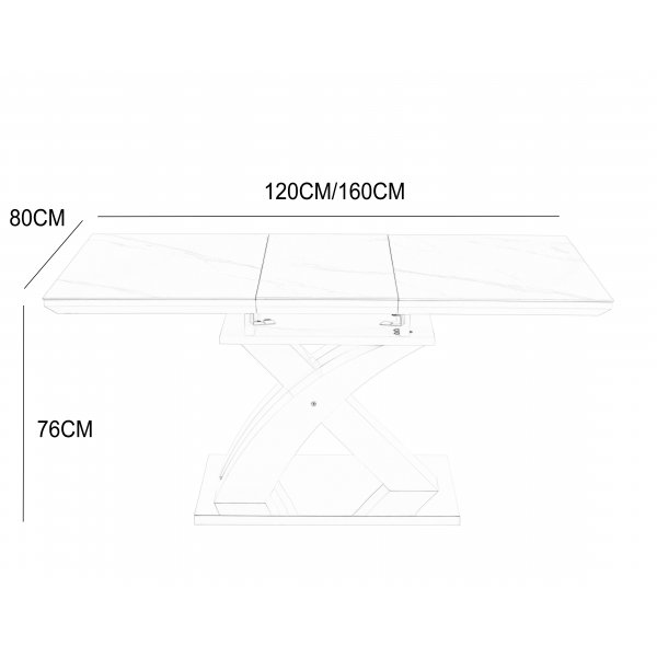 Ingrid-ruokapöytä, jatkettava 120-160 cm - Valkoinen marmori Ingrid-ruokapöytä, jatkettava 120-160 cm - Valkoinen marmori