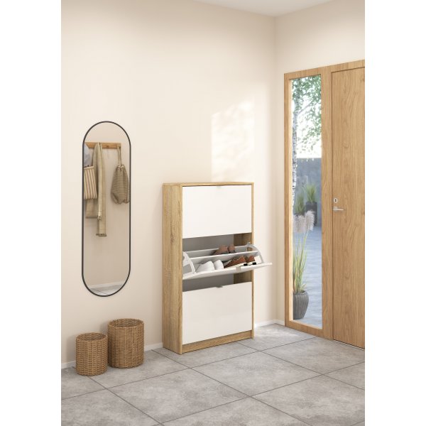 Lisa kenk�kaappi, jossa 3 ovea - Valkoinen / puu