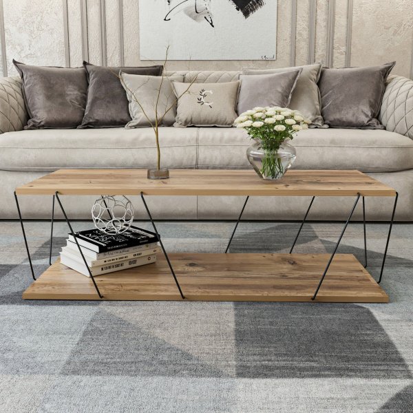 Labranda sohvapöytä 120 x 50 cm - Mänty/musta Labranda sohvapöytä 120 x 50 cm - Mänty/musta