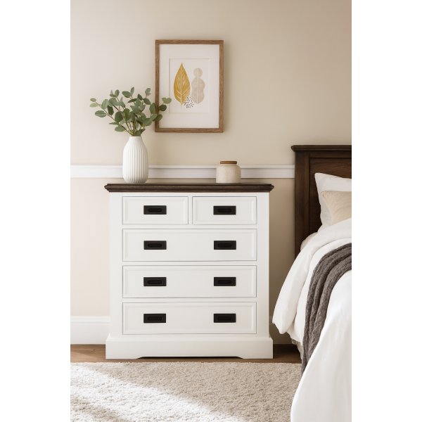 Vennesla-lipasto - Valkoinen/harmaa + Huonekalujen tekstiilien puhdistus Vennesla-lipasto - Valkoinen/harmaa + Huonekalujen tekstiilien puhdistus