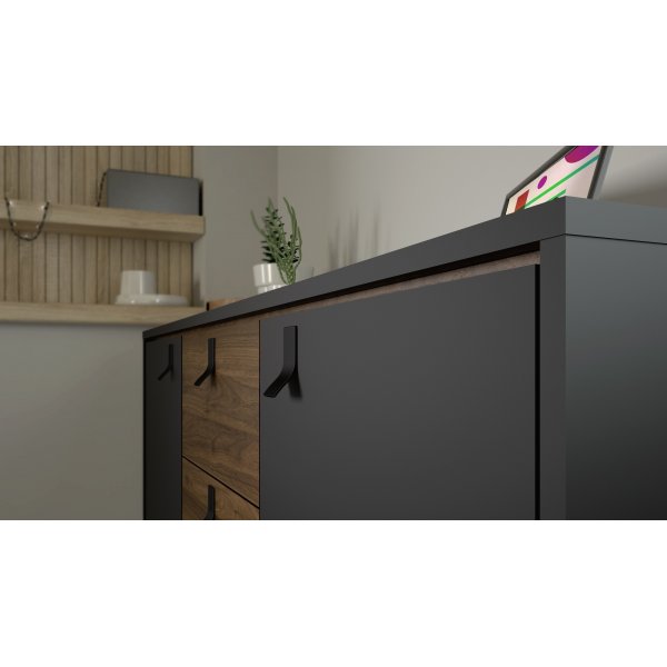 Ry senkki 2 ovella ja 2 laatikolla - Musta/pähkinä Ry senkki 2 ovella ja 2 laatikolla - Musta/pähkinä