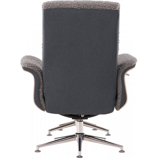 Nojatuoli jalkarahilla - Harmaa lampaannahkajljitelm/valkoiseksi maalattu tammi + Huonekalujen tekstiilien puhdistus