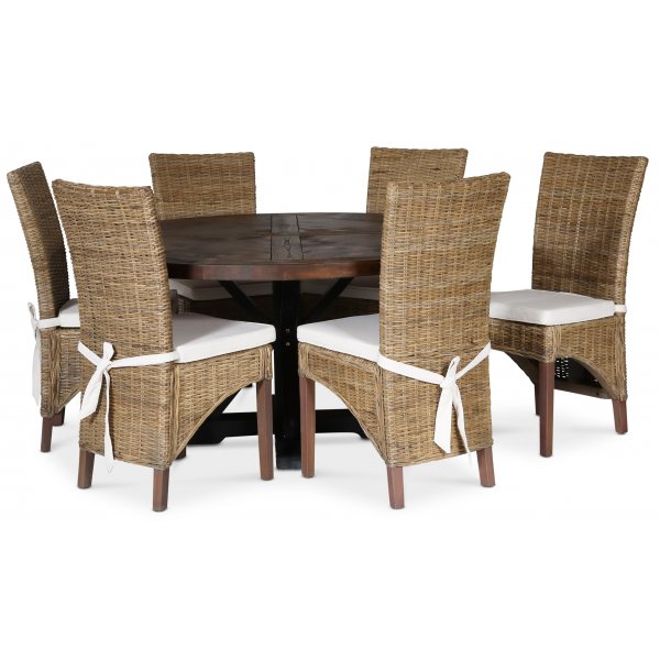 Pyöreä ruokapöytä Ø120 cm - Ruskea / Musta Pyöreä ruokapöytä Ø120 cm - Ruskea / Musta