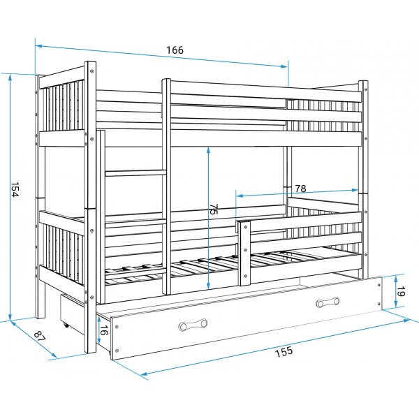 Carino kerrossänky säilytyslaatikolla - Kaikki värit ja koko Carino kerrossänky säilytyslaatikolla - Kaikki värit ja koko