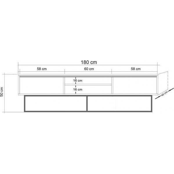 Rodez TV-taso 180 cm - p�hkin�/musta