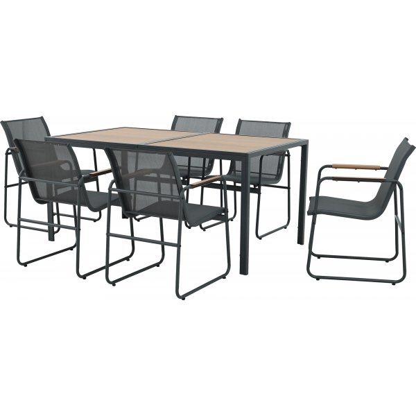 Lagun ruokailuryhm 6 tuolia pydll - Outdoor ryhm Musta / puu kuva