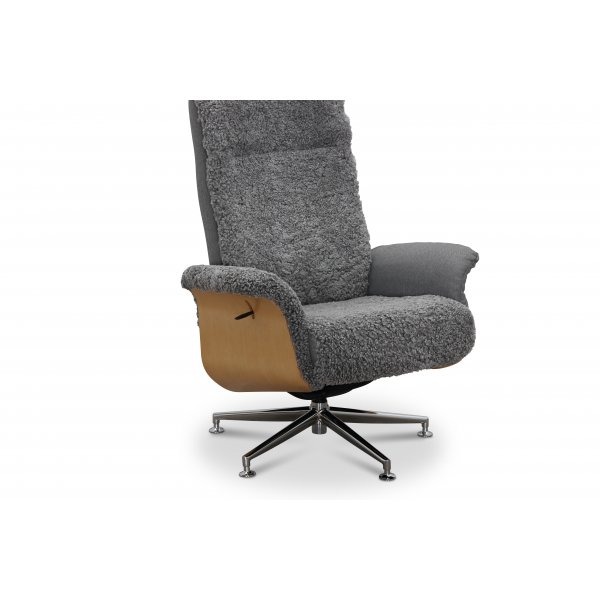 Nojatuoli jalkarahilla aitoa lampaannahkaa tammea/grafiitinharmaata - Ulla + Huonekalujen tekstiilien puhdistus Nojatuoli jalkarahilla aitoa lampaannahkaa tammea/grafiitinharmaata - Ulla + Huonekalujen tekstiilien puhdistus