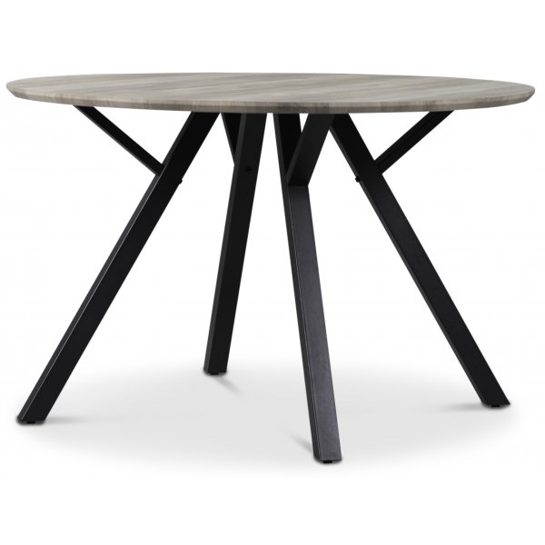 Smokey ruokailuryhmä, pyöreä ruokapöytä 4 Dalsland-runkoisella tuolilla - Harmaaksi petsattu tammi/musta Smokey ruokailuryhmä, pyöreä ruokapöytä 4 Dalsland-runkoisella tuolilla - Harmaaksi petsattu tammi/musta