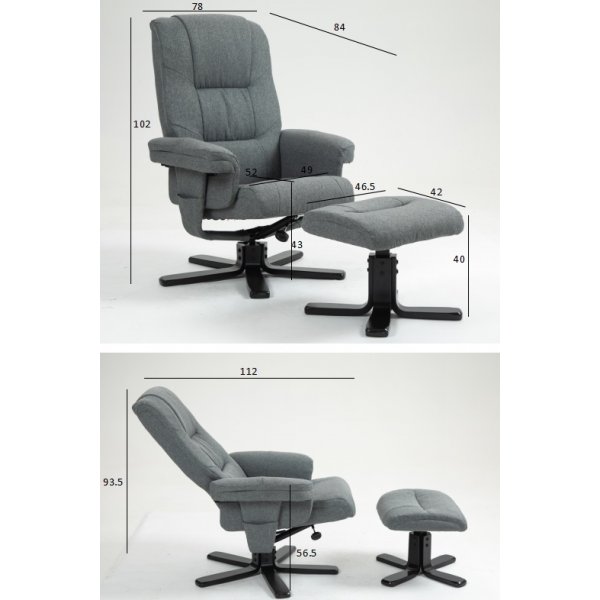 Harmaa lepotuoli jalkarahilla - Oslo Harmaa lepotuoli jalkarahilla - Oslo