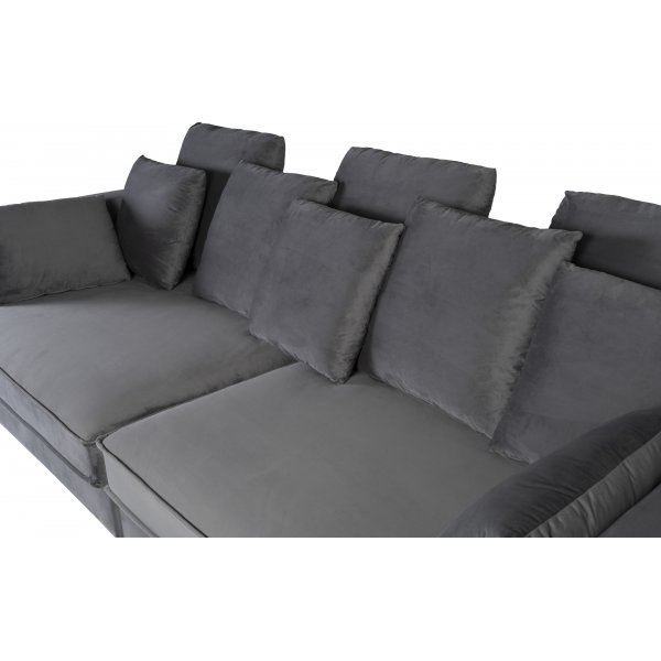 Brandy Lounge -sohva XL, 3,5 istumapaikkaa - Tummanharmaa (Sametti) + Huonekalujen tekstiilien puhdistus Brandy Lounge -sohva XL, 3,5 istumapaikkaa - Tummanharmaa (Sametti) + Huonekalujen tekstiilien puhdistus