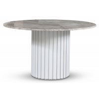 Empire ruokapöytä - Hopeinen dianamarmori 130 cm / Valkoinen sälepuujalusta Empire ruokapöytä - Hopeinen dianamarmori 130 cm / Valkoinen sälepuujalusta
