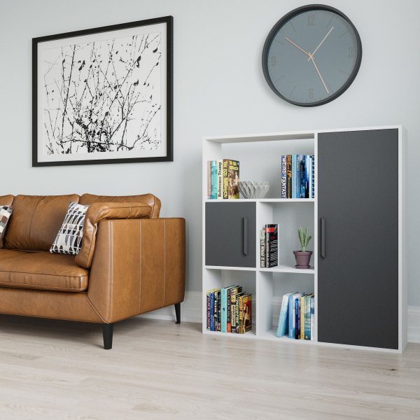 Ridge kirjahylly - valkoinen/antrasiitti