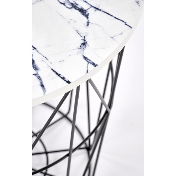 Harissa sohvapöytä Ø42 cm - Valkoinen marmori/musta Harissa sohvapöytä Ø42 cm - Valkoinen marmori/musta