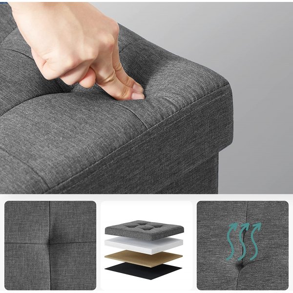 Idris-pouf säilytystilalla - Tummanharmaa Idris-pouf säilytystilalla - Tummanharmaa