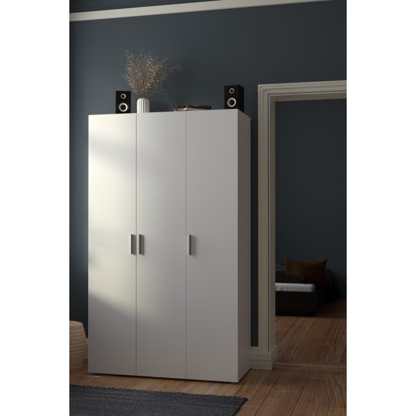 Pepe vaatekaappi 3 ovella - Valkoinen Pepe vaatekaappi 3 ovella - Valkoinen