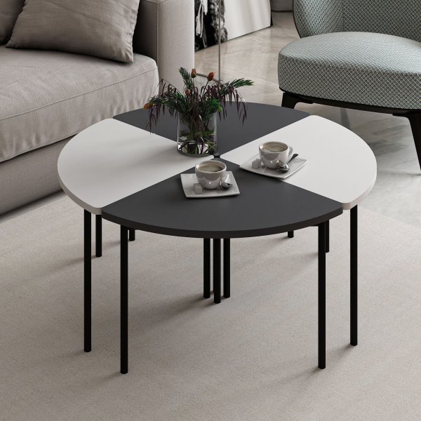 Emma sohvapöytä Ø90 cm - Valkoinen/antrasiitti Emma sohvapöytä Ø90 cm - Valkoinen/antrasiitti