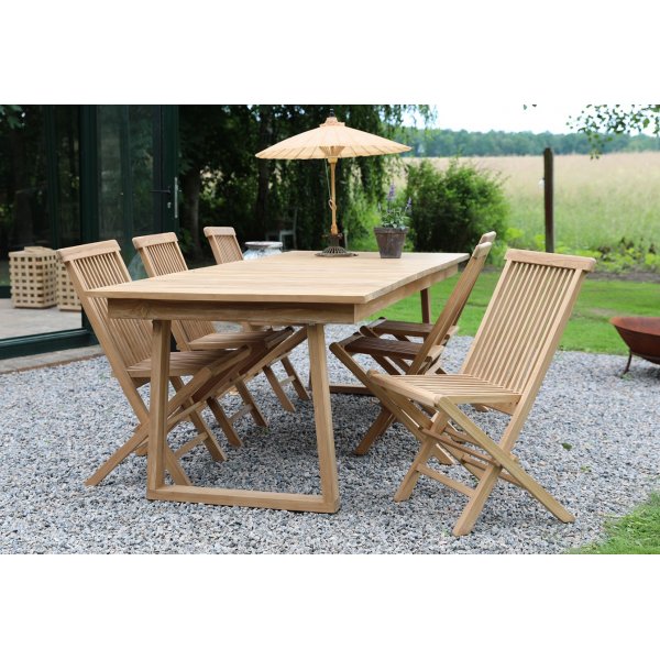 Salt� ulkoruokailuryhm� ruokap�yt� 240x100 cm ja 6 ruokatuolia - Teak