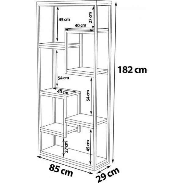 Emina kirjahylly - Valkoinen/musta