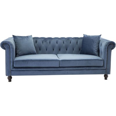 Kolmen istuttava sohva Churchill Chesterfield - Sininen sametti