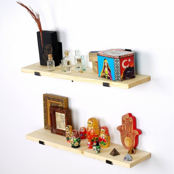 Lamba seinähylly 8 - Musta/tammi Lamba seinähylly 8 - Musta/tammi