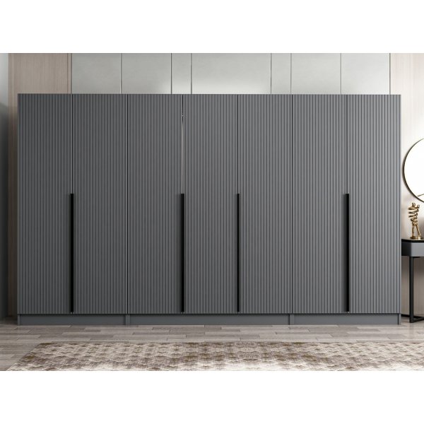 Cikani vaatekaappi 315x52x210 cm, variantti A - antrasiitti