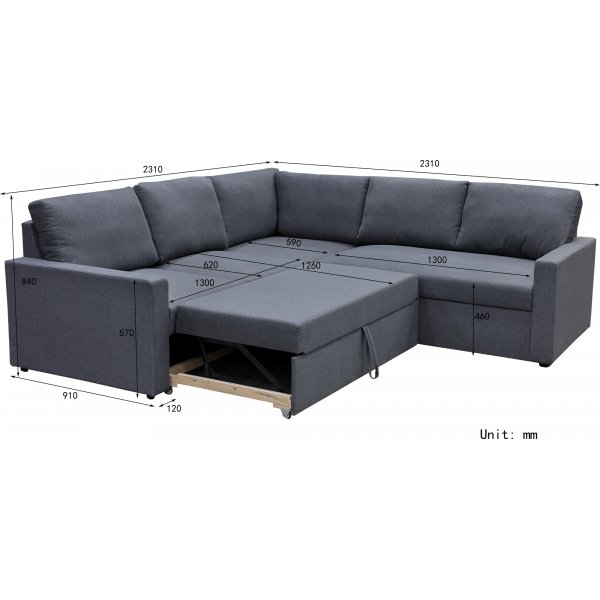 Dream vuodesohva säilytystilalla (kulmasohva) - Harmaa + Huonekalujen tekstiilien puhdistus Dream vuodesohva säilytystilalla (kulmasohva) - Harmaa + Huonekalujen tekstiilien puhdistus