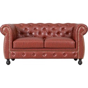 Chesterfield 2-istuttava sohva ruskeaa PU:ta