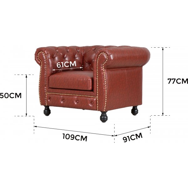 Chesterfield-nojatuoli ruskeaa PU-muovia - Charles Chesterfield-nojatuoli ruskeaa PU-muovia - Charles